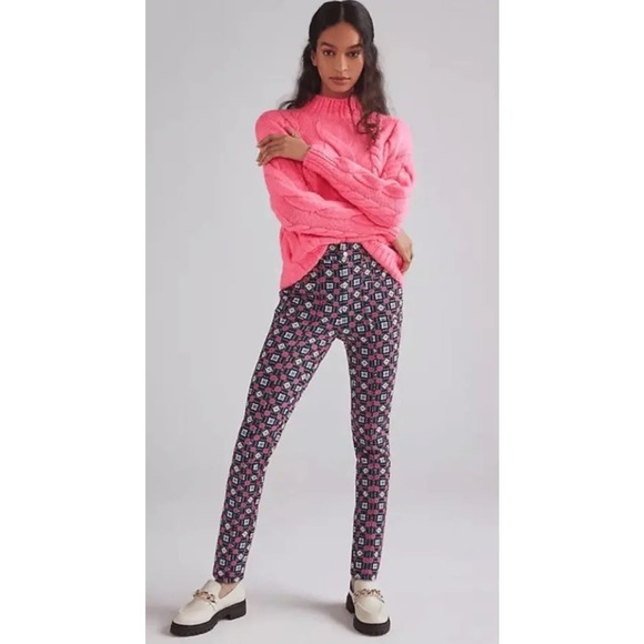 Anthropologie Maeve Slim Ponte Pants in Pink - Picture 1 of 10